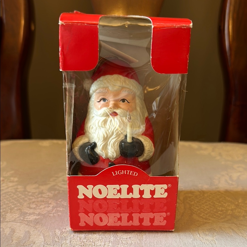 1982 Roman Noelite plastic Santa ornament with original box